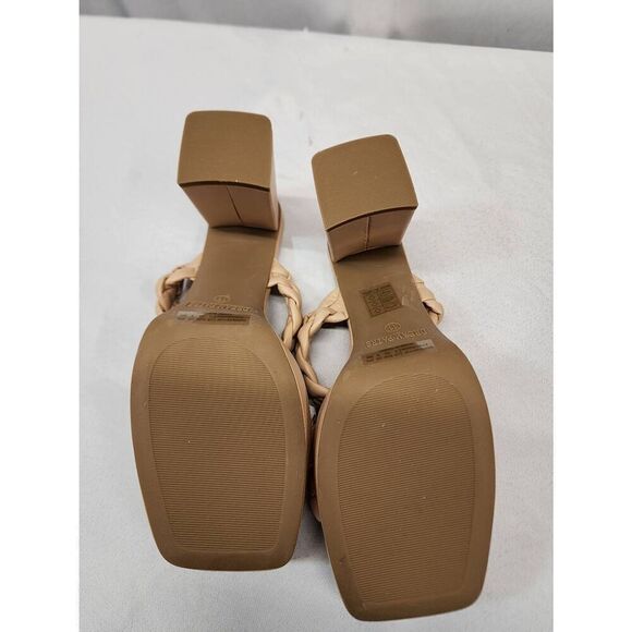 DREAM PAIRS Size 11 Nude Two Braided Strap Platform Heels Sandals Block Heel - Picture 7 of 9